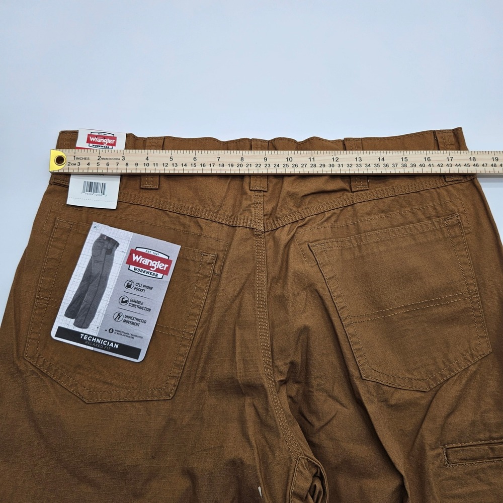 Wrangler Workwear Technician Relaxed Fit Brown Canvas Pants 36x34 WMWT1AR NEW - Picture 6 of 11